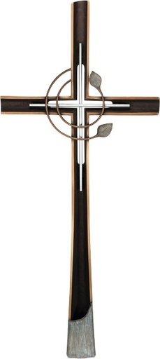 [ST-60238] Bronzekreuz mit Glaskristall, 91×40 cm