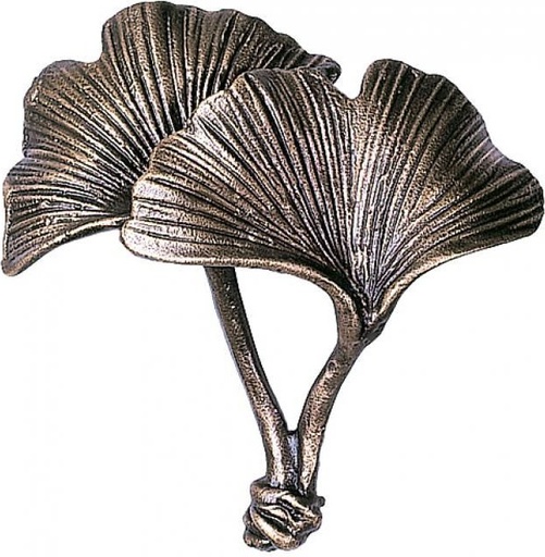 [ST-20276] Ginkgoblatt aus Bronze für Grabstein, 11×11 cm