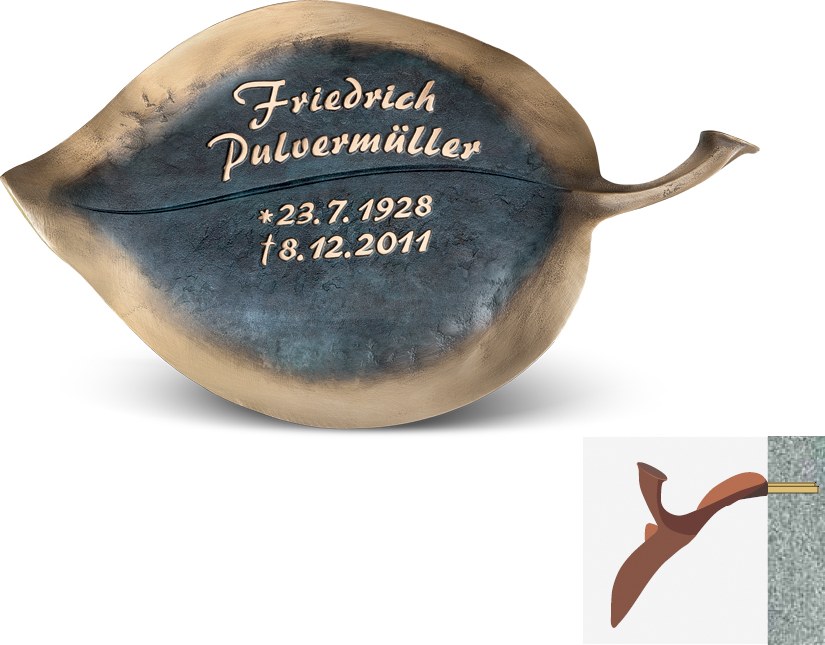 Bronzeblatt für Grabstein in verschiedenen Größen, 13×22 cm bis 28×47
