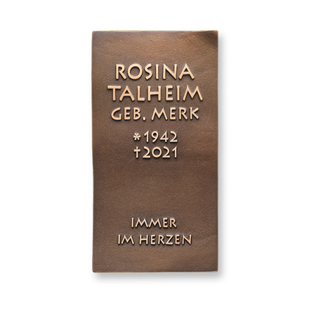 Bronzener Grabstein-Schriftträger Motiv »Schriftblatt«, 20×10 cm