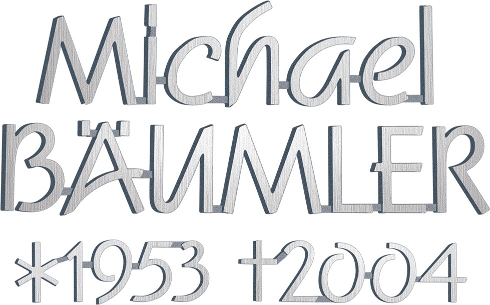 Bronze-Inschrift Bäumler für Grabmal