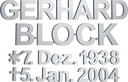 Bronzový nápis Gerhard Block na náhrobek