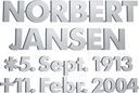 Bronze-Inschrift Jansen für Grabmal