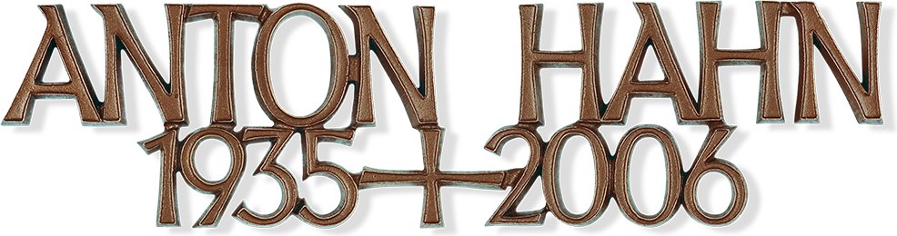 Bronze-Inschrift Kohout für Grabmal