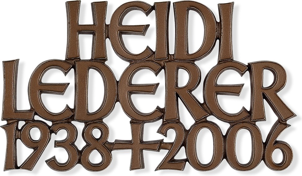 Bronze-Inschrift Lederer für Grabmal