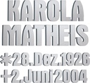 Bronze-Inschrift Matheis für Grabmal, 4–8 mm