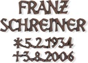 Bronze-Inschrift Schreiner für Grabmal, 5 mm