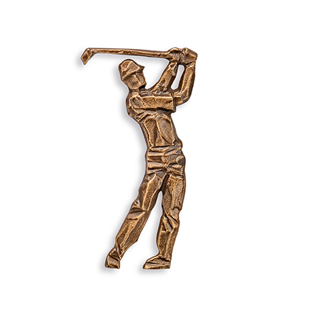 [ST-18913] Golfer-Relief aus Bronze für Grabstein, 9×4,5 cm