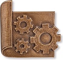 Ingenieur Bronzerelief für Grabstein, 8×8,5 cm