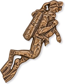 Bronzový reliéf Potápěč na náhrobek, 9,5×4 cm nebo 16×6,5 cm