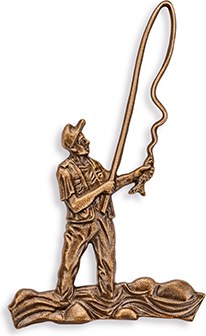 Bronzerelief Angler für Grabstein, 14×8,5 cm oder 19×11,5 cm