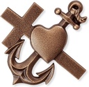 Bronzerelief Glaube, Liebe, Hoffnung für Grabstein, 8×8 cm