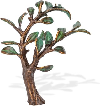 [ST-60292] Lebensbaum aus Bronze für Grabstein, 12×11×8 cm