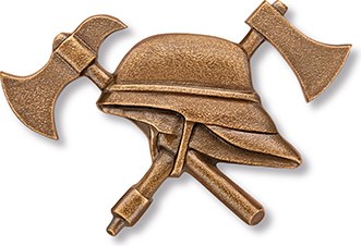 Bronzový symbol hasičů na náhrobek, 6×9 cm nebo 9,5×15 cm