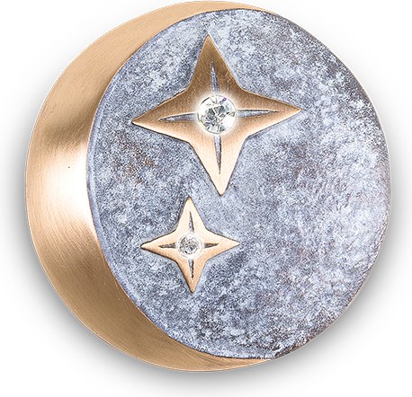 Bronzový symbol Měsíc a hvězdy na náhrobek, Ø 7 cm