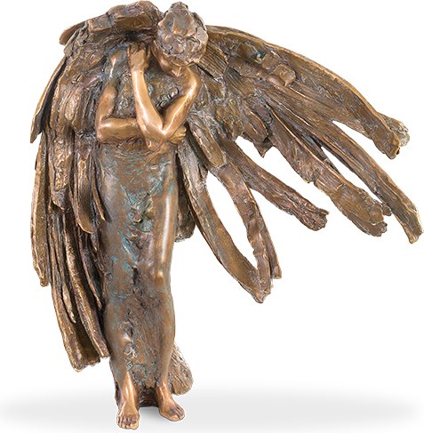[ST-84218] Trauernder Engel stehend aus Bronze, 70×65×18 cm