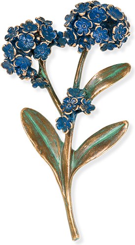[ST-85463] Vergissmeinnicht aus Bronze für Grabstein, 15×9 cm