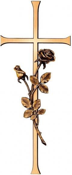 Náhrobní kříž Antikon s růží, bronz, 40×15 cm nebo 50×20 cm