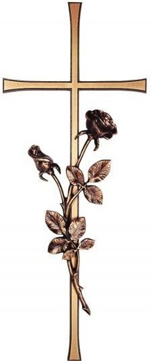 [ST-20291] Grabkreuz »Elegant« mit Rose, Bronze, 30–60 cm