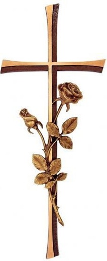 [ST-33640] Grabkreuz »Kontur« mit Rose, Bronze, 30–60 cm