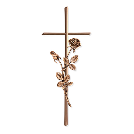 Grabkreuz »Meandra« mit Rose, Bronze, 40×15 cm