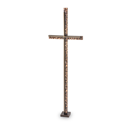 [ST-62617] Náhrobní kříž s křišťálem, bronz, 61×19 cm