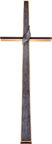 Grabkreuz mit Glaskristall aus Bronze, 91×33 cm