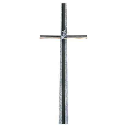 [ST-60169] Náhrobní kříž s křišťálem, bronz, 92×36 cm
