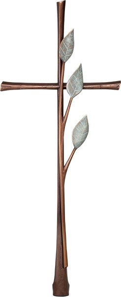 Náhrobní kříž s křišťálem, bronz, 94×35 cm