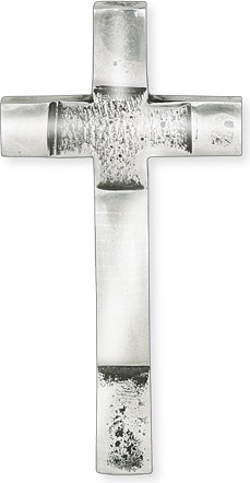 Náhrobní kříž s křišťálem, nerezová ocel, 10×5 cm