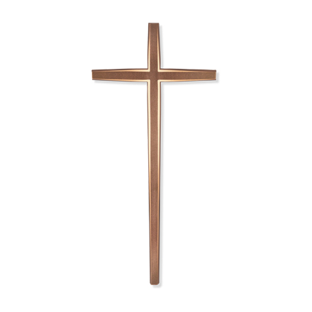 Náhrobní kříž z bronzu, naležící, 30×15 cm nebo 40×18 cm