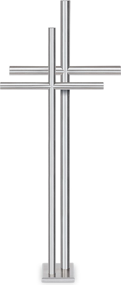 Grabkreuz aus Edelstahl, freistehend, 41–91 cm