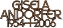 Grabinschrift Andorfer, Bronze oder Aluminium, Dicke 6–15 mm