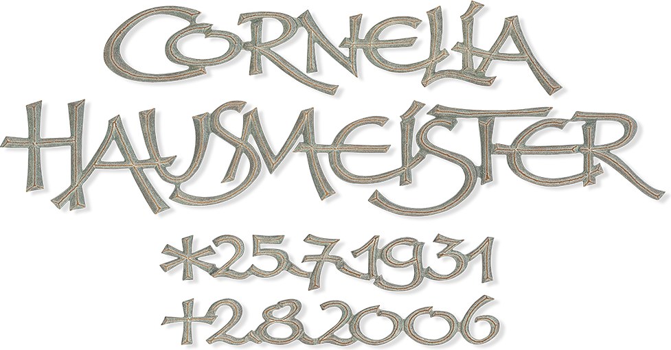 Náhrobní nápis Cornelia z bronzu, 6–9 mm