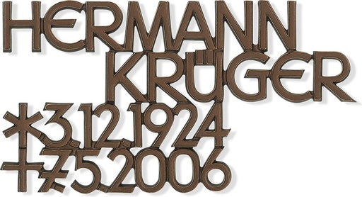 [ST-SZ062] Náhrobní nápis Krüger z bronzu a hliníku