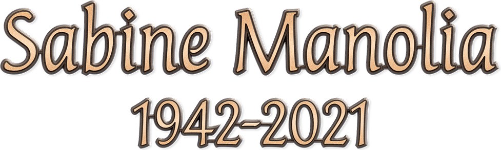 Inschriftplatte Manolia aus Bronze und Aluminium