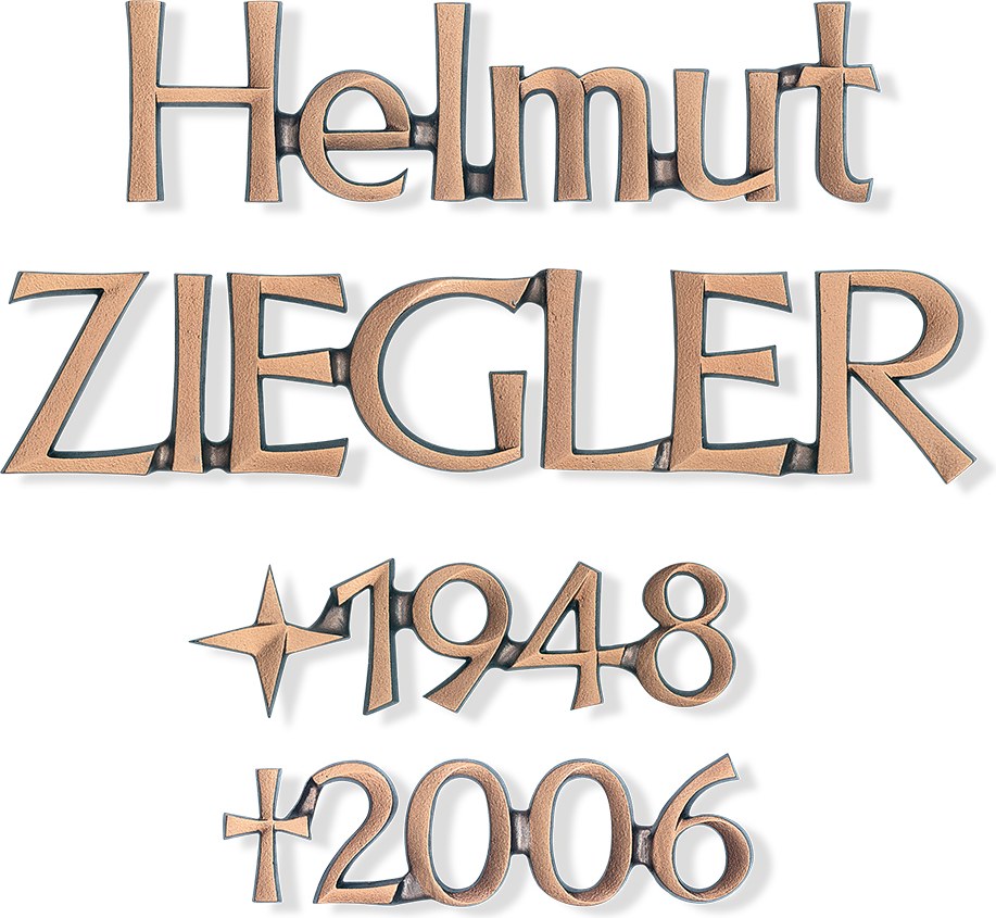 Inschriftplatte Revant aus Bronze und Aluminium