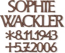 Grabinschrift Wackler, Bronze oder Aluminium, Dicke 6–15 mm
