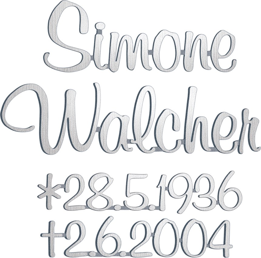 Inschriftplatte Walcher aus Bronze und Edelstahl