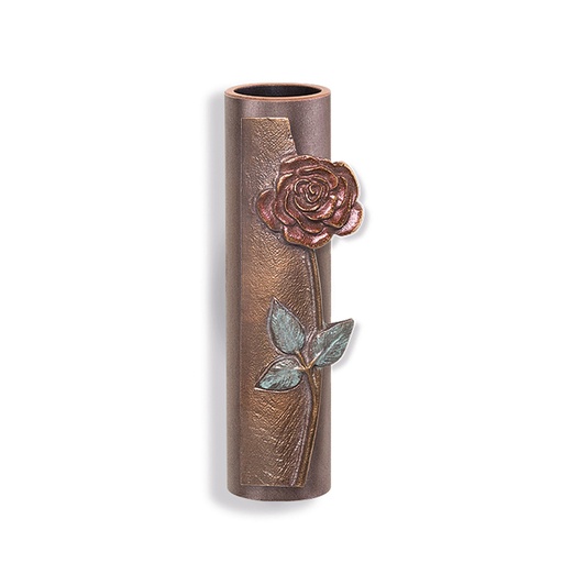 [ST-53245] Wandvase mit Rose für Grabstein, H: 13 cm