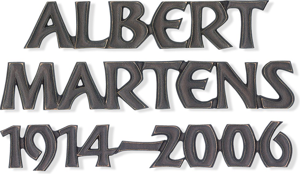 Rustikale Inschrift für Grabmal aus Bronze und Aluminium